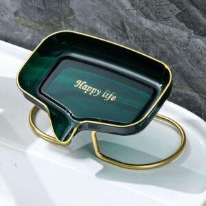 Emerald and Gold Leaf Shaped Soap Dish