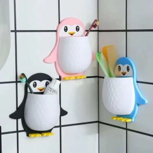 Playful Penguin Wall-Mounted Toothbrush Holders
