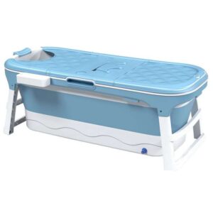 Sky Blue Folding Bathtub with Thermal Lid
